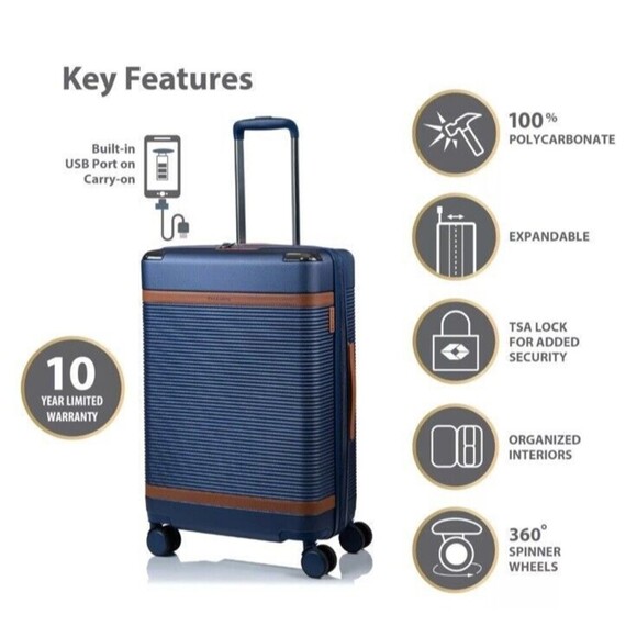 Champs Vintage Air 28 in Hardside Luggage Suitcase with Spinner Wheels - Picture 5 of 15